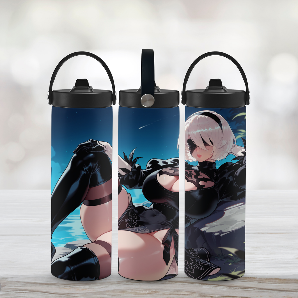 Three 20oz Sports Water Bottles with anime character 2B of Nier. 