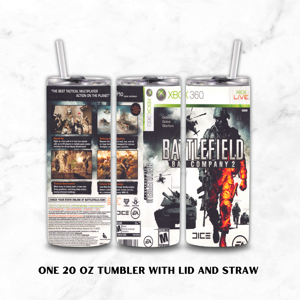 Battlefield: Bad Company 2 Xbox 360 Custom Gaming Tumbler