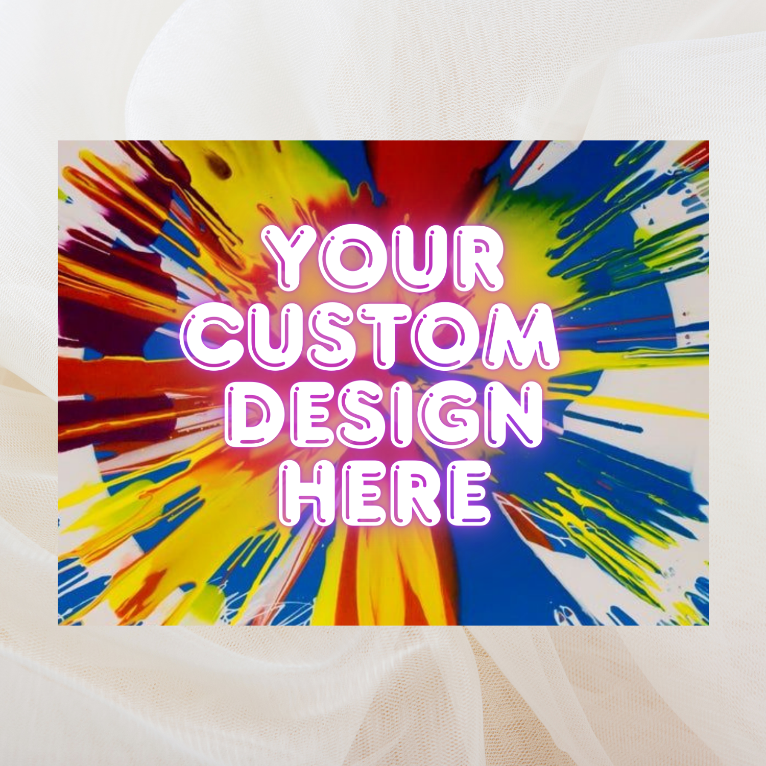 Custom designed spin art canvas on a white background