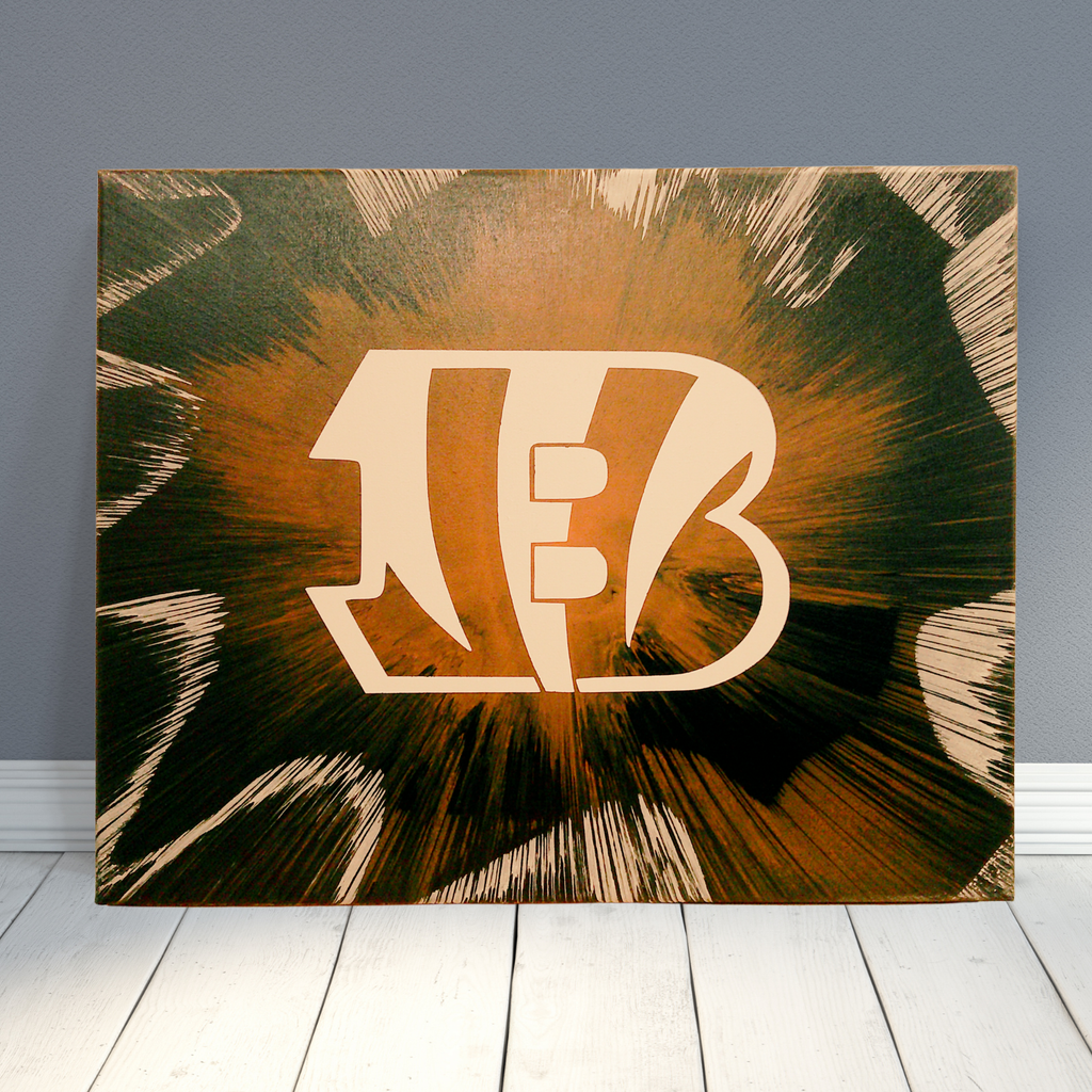 Spin Art of Cincinnati Bengals logo and vibrant team colors