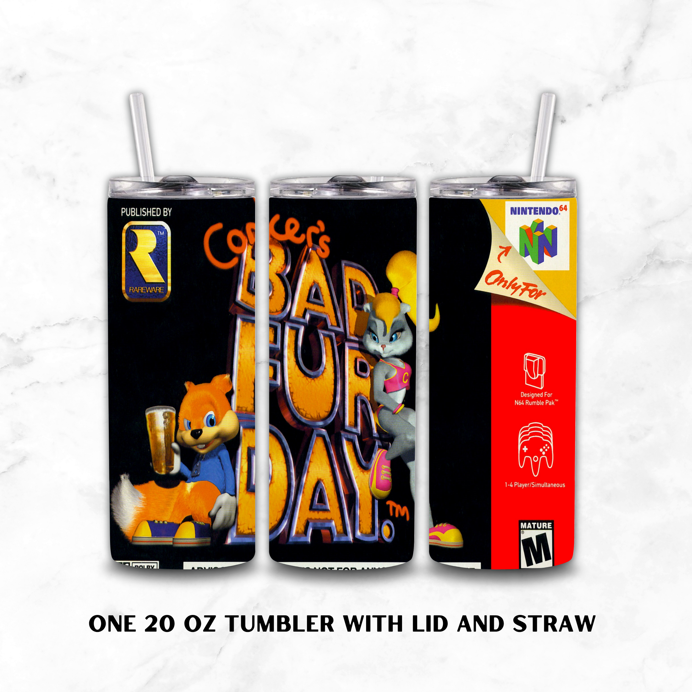 Conker Bad Fur Day N64 20oz Custom Gaming Tumbler