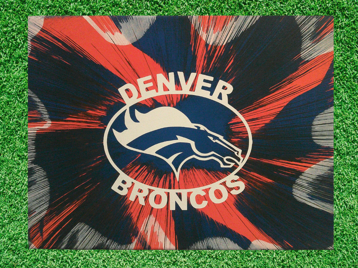 Denver Broncos Spin Art-Mancave Decor-Custom Wall Art