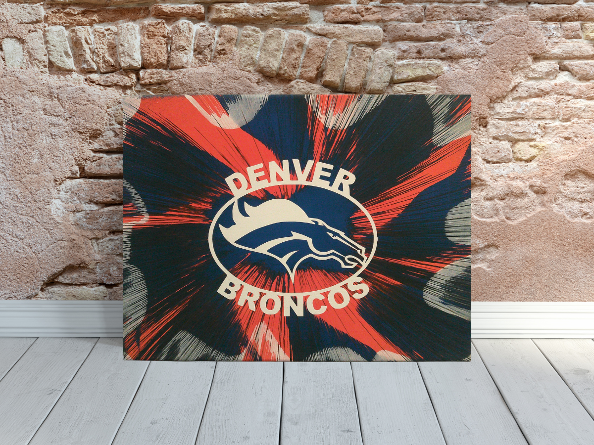Denver Broncos Spin Art-Mancave Decor-Custom Wall Art