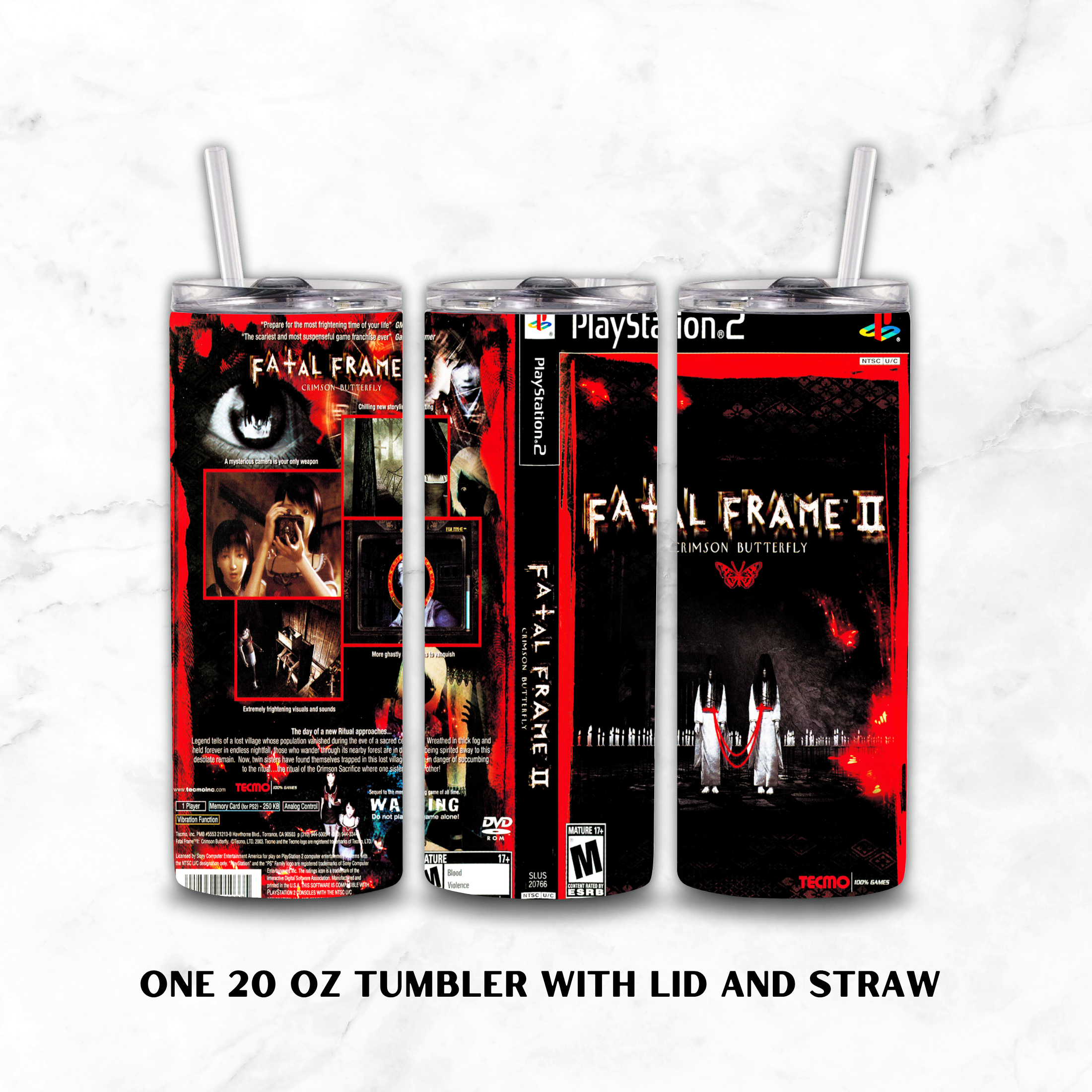 Fatal Frame II Crimson Butterfly PS2 20oz Custom Gaming Tumbler
