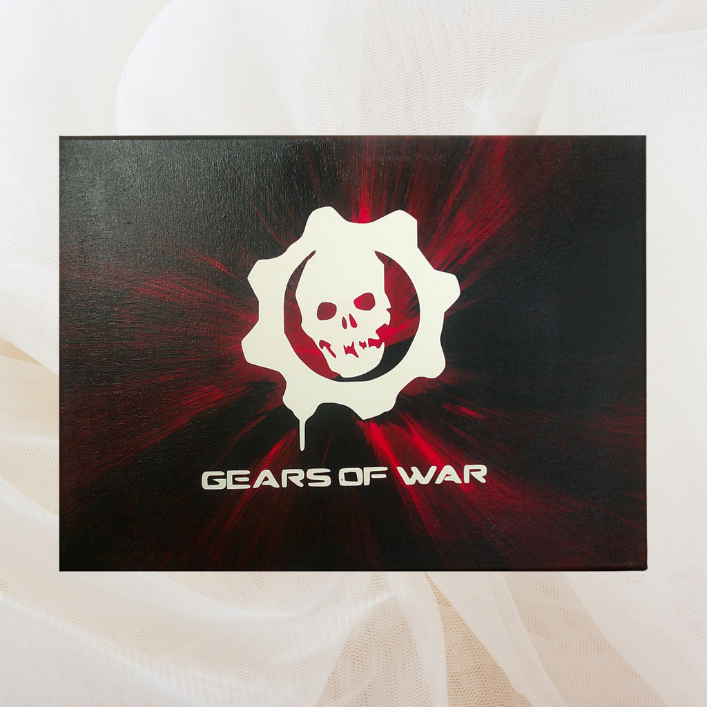 Gears of War spin art canvas on a white background