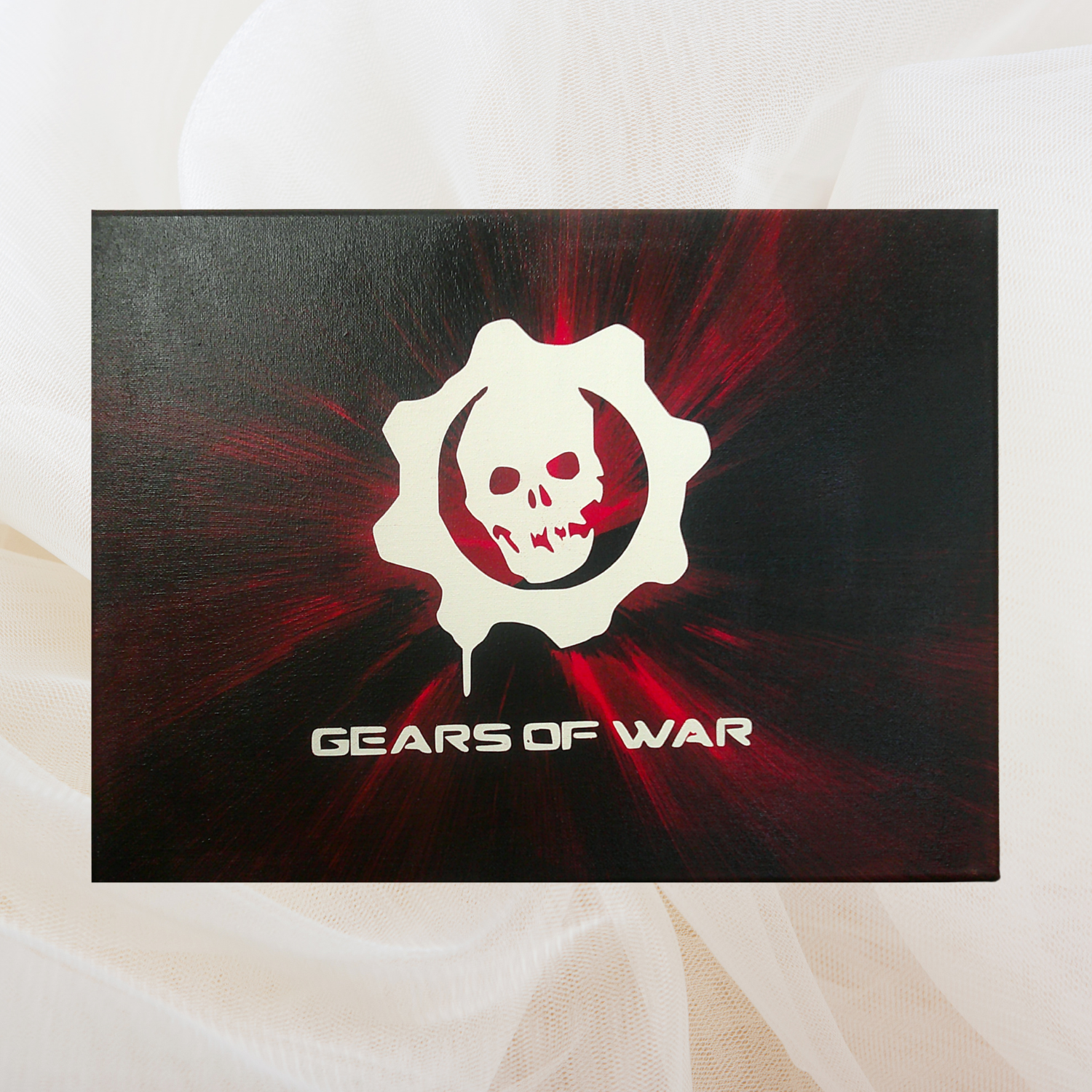 Gears of War spin art canvas on a white background