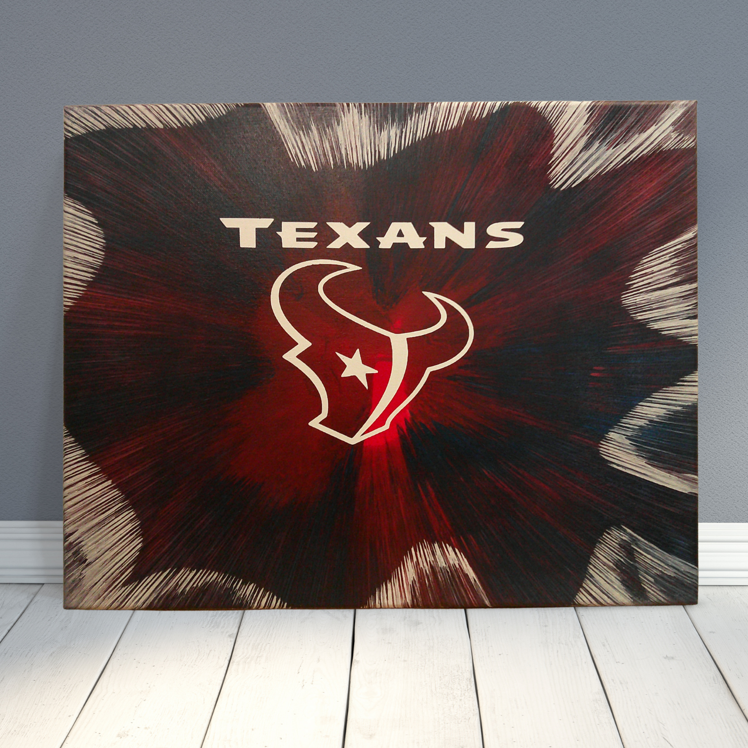Spin Art canvas of Houston Texans Football logo and team colors 