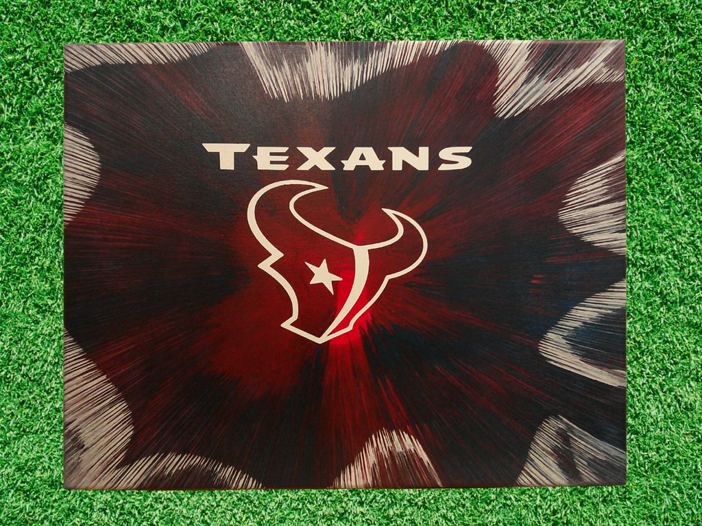 Houston Texans Spin Art on a green grass background 