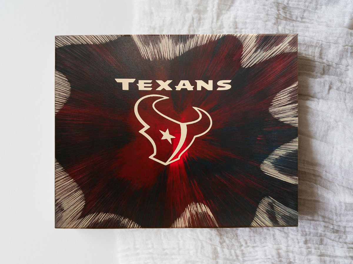 Houston Texans logo Spin Art on a textured background