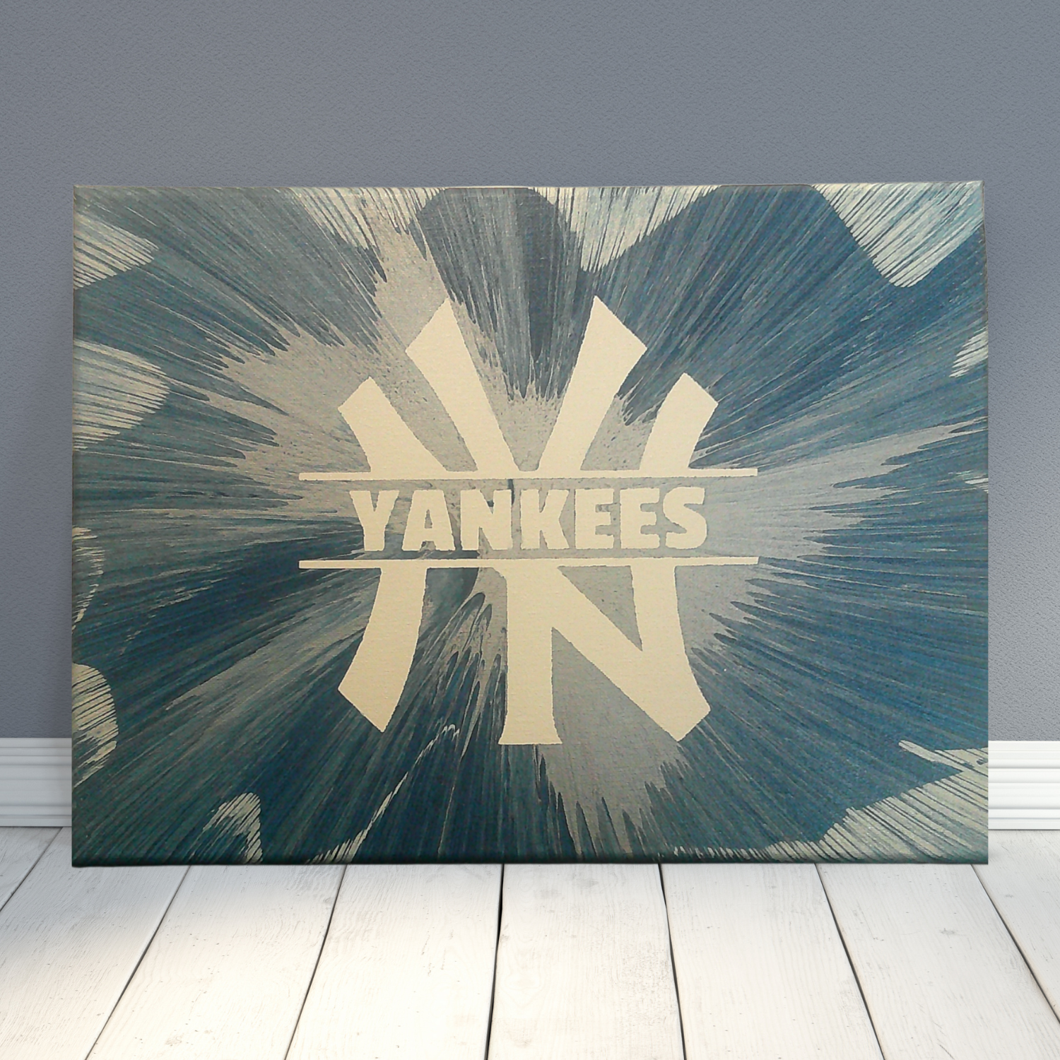 New York Yankees Spin Art on a abstract background