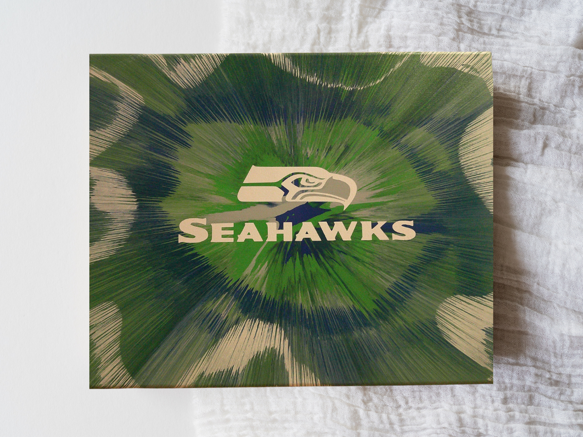 Custom spin art with Seattle Seahawks logo 