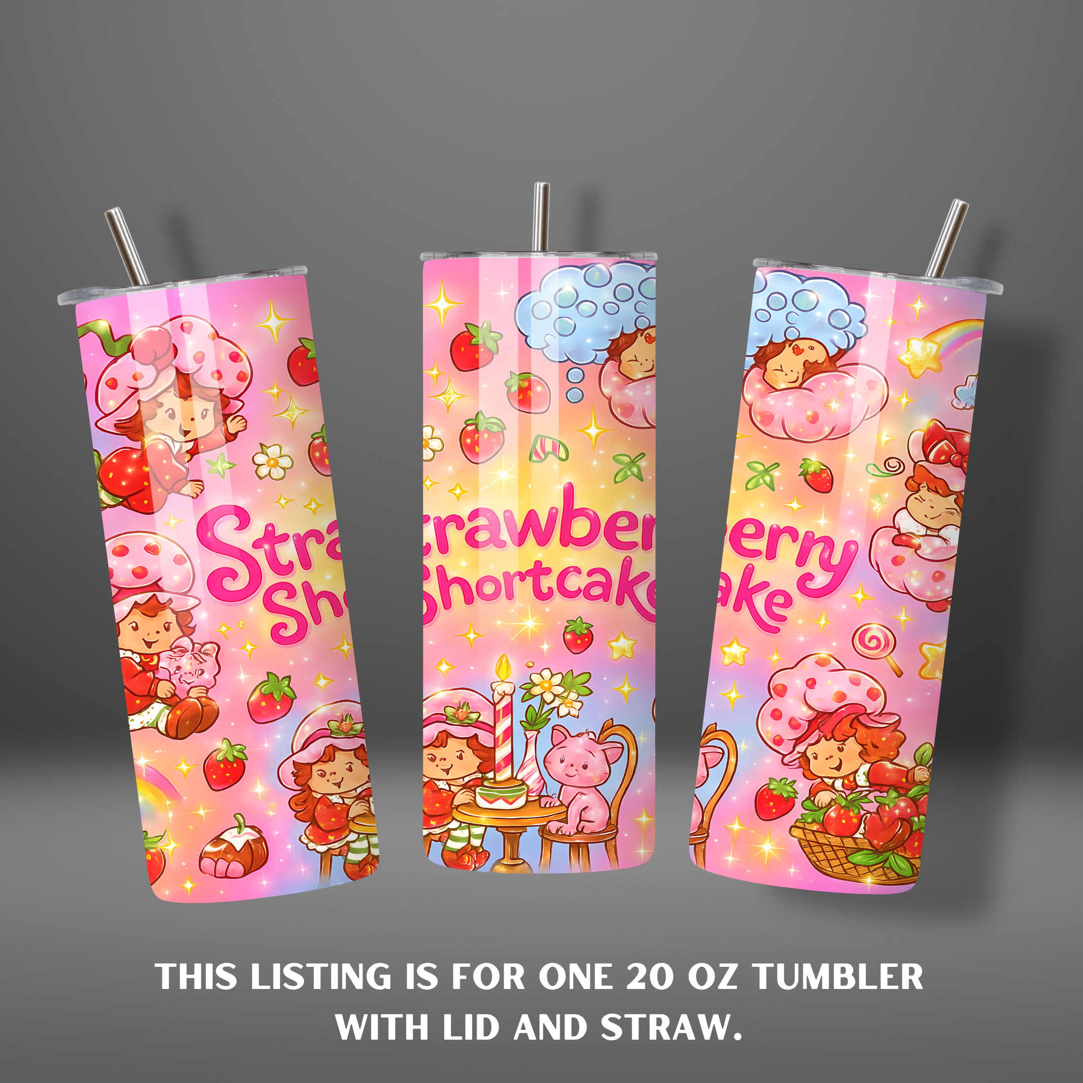 Strawberry Shortcake 20 oz Tumbler or Sports Water Bottle